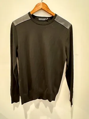 Men’s M Ralph Lauren Polo Black Label Long Sleeve Leather / Wool Sweater Shirt • $95