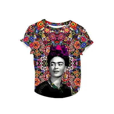 Frida Kahlo Full Print Graphic Tee Floral Mexican T-Shirt • $18.75