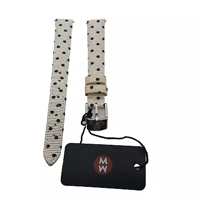 Genuine Michele 12mm White W/ Black Polka Dots Grosgrain Watch Band Strap New • $21.77