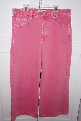 Zara Pink Denim Jeans Womens US Size 10 Button Fly Straight Leg • $9.99