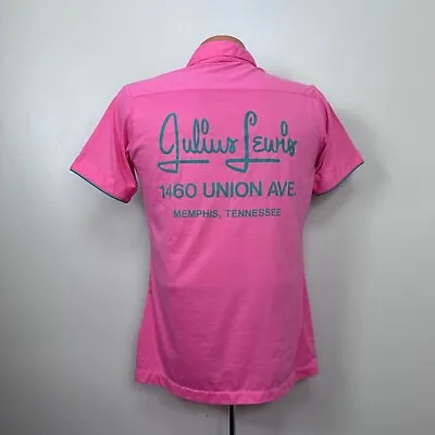Vintage 1970s Pink Bowling Polo Shirt Julius Lewis Memphis L Angle AMF 70s Top • $150