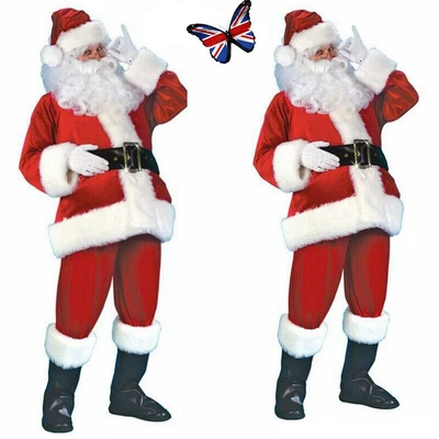 £14.99 • Buy Santa Claus Costume Father Christmas Mens Suit Adult Fancy Dress Xmas Outfit UK