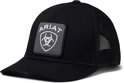 Ariat Mens Flexfit Logo Patch Mesh Adjustable Snapback Cap Hat (Black) • $32