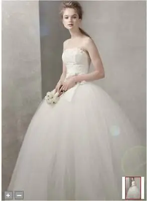 Vera Wang Classic Wedding Dress Tulle Ball Gown Skirt Size 2 Veil Ribbon Sash  • $800