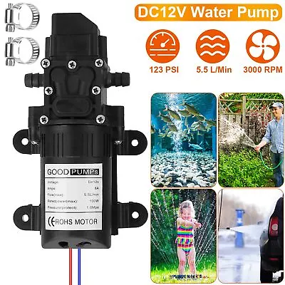 12V Automatic Fresh Water Pressure Diaphragm Pump 123PSI For Boat/Marine/RV • $19.99