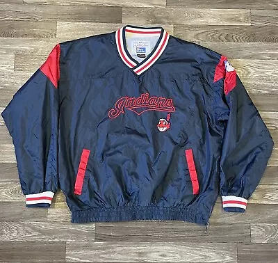 Vintage Pro Player Cleveland Indians Windbreaker Jacket Men’s Large Chief Wahoo • $60