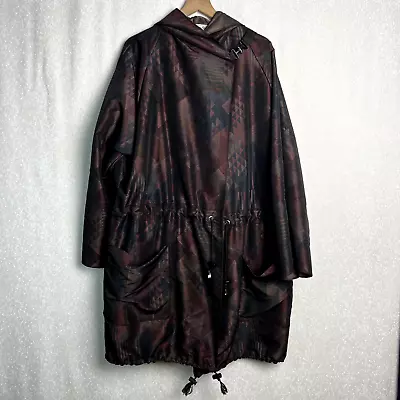 Vintage 90's Maralyce Ferree Irridescent Nylon Trench Coat With Hood And Clasps • $70