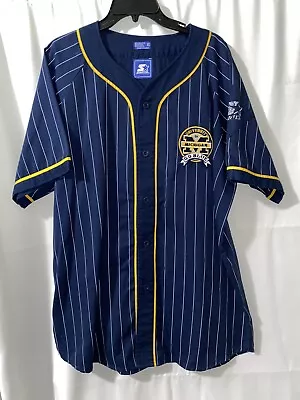 Vintage Michigan Wolverines Starter Pinstripe Baseball Jersey Mens XL • $90