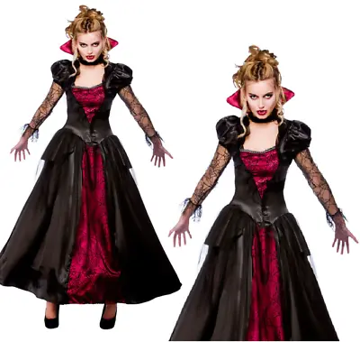 Ladies Wicked Vampire Queen Costume Halloween Womens Fancy Dress UK 6-26 • £23.99