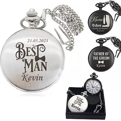 Personalised Wedding Pocket Watch Custom Gift For Dad Best Man Groomsman Usher • £9.99