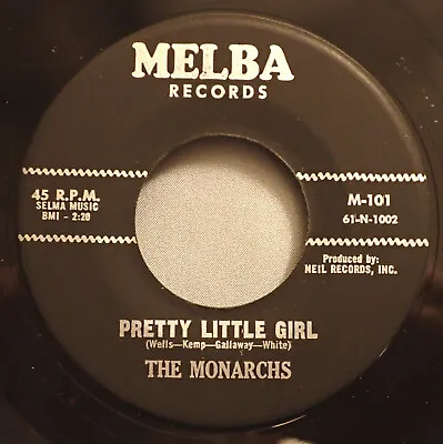 HEAR IT 50's Doo-Wop 45 Rpm Record The Monarchs  Pretty Little Girl  From 1956 • $17