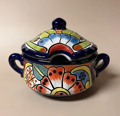 Talavera Mexican Pottery Lidded Soup Tureen Serving Bowl W/ Handles • $40