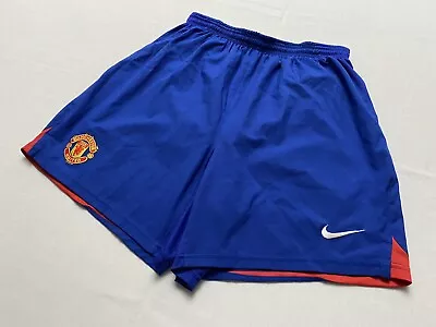 Nike Manchester United Mens Lined Drawstring Blue Short Futbol Soccer Size L • $28