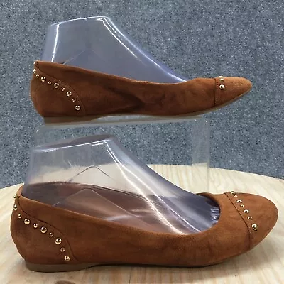 J Crew Shoes Womens 6.5 Cece Studded Ballet Flats Brown Leather Slip On Casusal • $20.99
