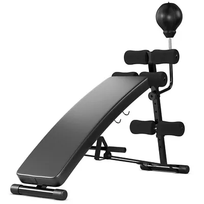 Adjustable Incline Curved Workout Fitness Sit Up Bench With Speed Ball 2 Straps • $82.49