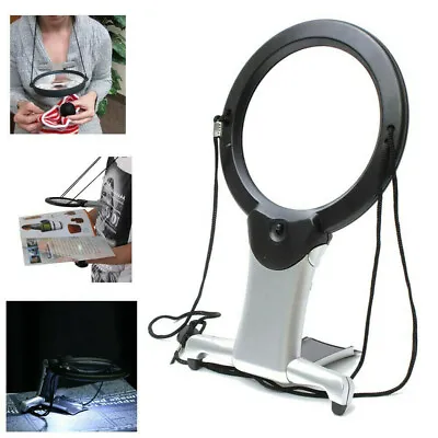 £7.99 • Buy 6X Large Magnifying Glass With Light Led Lamp Giant Magnifier Reading Hands Free