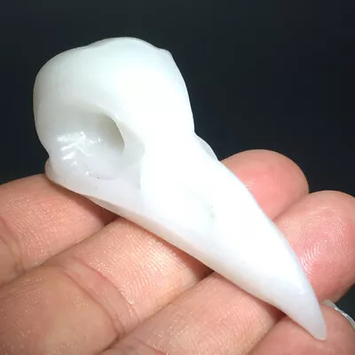 2.5  Natural Crystal.white Jade.Hand-carved. Exquisite Crow Skull.healing A34 • $5.50