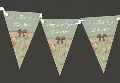 Green Vintage Personalised Shabby Chic Garden Tea Party Bunting • £6.79