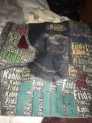 Modern Frida Kahlo Art Tote Bag By Kalliopie Logo  Cotton  Tassle Attach Handle • $27.95