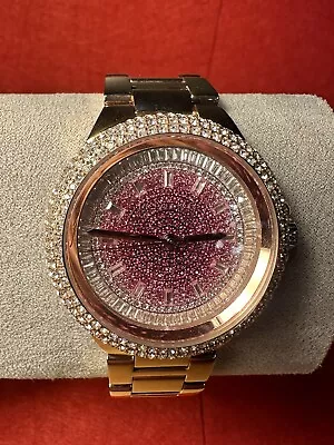 NEW Michael Kors Camille Pink Ombre Pave Glitz Rose Gold Stainless Watch MK7340 • $190