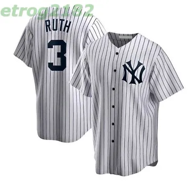 Hot Babe Ruth #3 NY Yankees Player Jersey White Baseball Jersey Print S-5XL • $28.99