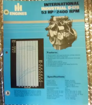 I H Engines 1 Page Factory Dealer Specs Brochure Engine 2/80 Industrial D-179 • $11.50
