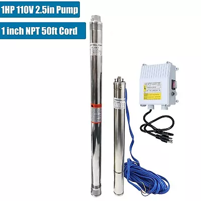 2.5  1HP Deep Well Submersible Pump 110V 13 GPM 311FT Max 26 Stage 50FT Cord • $153.90
