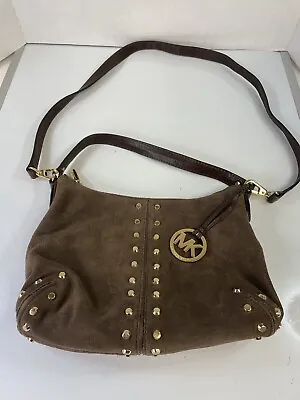 Michael Kors Coffee Brown Studded Suede Leather Purse • $29.95