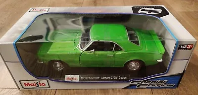 Maisto 1:18 Special Edition 1968 Chevrolet Camaro Z/28 Coupe Green Diecast Model • $42.99