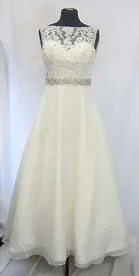 Pre-Loved Morilee Madeline Gardner Ivory Sleeveless Wedding Dress Size UK 12 • £100