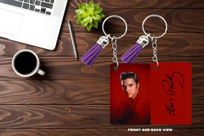 Sublimation Keyring Keychain Mdf Elvis Portrait King Rock Roll Signature Gift • $3.62