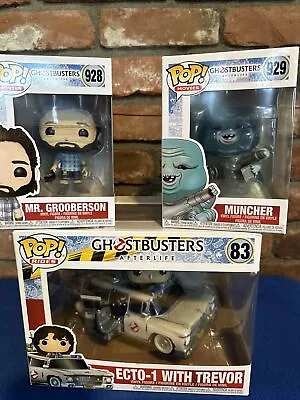 3 Funko Pop Rides Ghostbusters Ecto-1 Trevor #83 MUNCHER 929 & Mr GROOBERSON 928 • £28.94