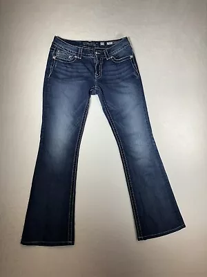 Miss Me Jeans Women's Size 31 (32  W X 30 ) Dark Wash Signature Boot Embroidered • $29.99