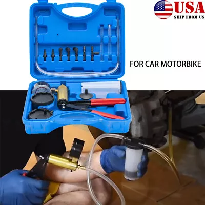 Hand Vacuum Pressure Tester Pump Set Brake Fluid Bleeder Bleeding Kit • $32.99