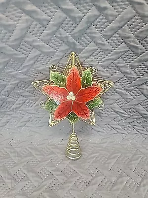 Capiz Shell Poinsettia Christmas Tree Topper Star 11 Gold Pearl Double Sided 3D  • $22