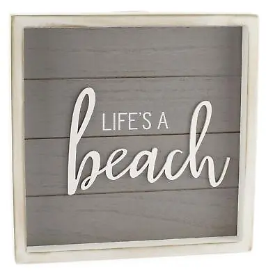 Rustic Home Sign Life's A Beach (Gray) 10 X 10 Framed Wood Plaque • $11.99