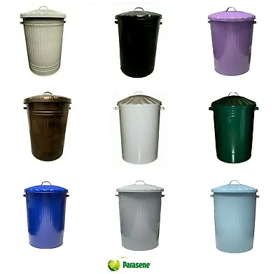 £22.95 • Buy 90l Large Coloured Metal Bin Trash Can Dustbin Waste Horse Animal Feed With Lid