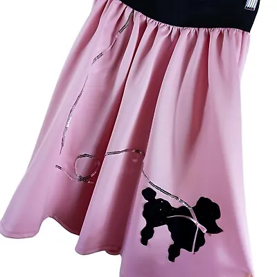 Poodle Spirit Pink Black Skirt Adult Women's Size Small Costume Sequin Felt EUC • $14.99