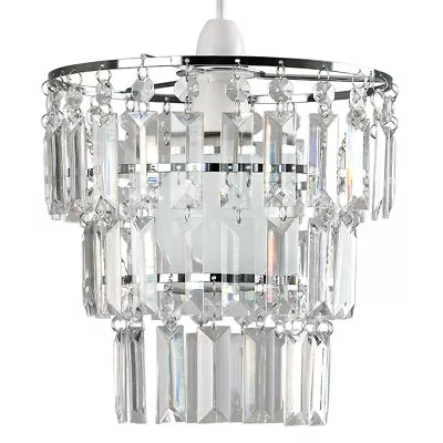 Lampshade Ceiling Pendant Light Shade Acrylic Crystal Easy Fit Chandelier Modern • £13.59