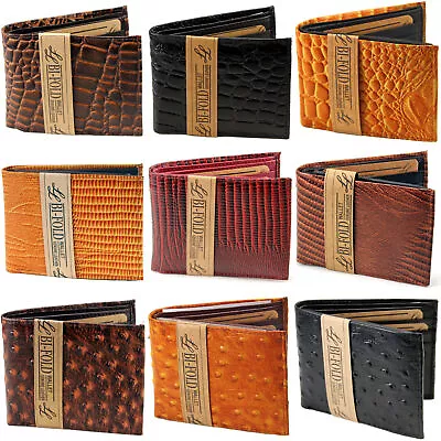 New Mens Bifold Genuine Leather Exotic Wallet Multi Pockets Fashion IDs Cards • $9.95