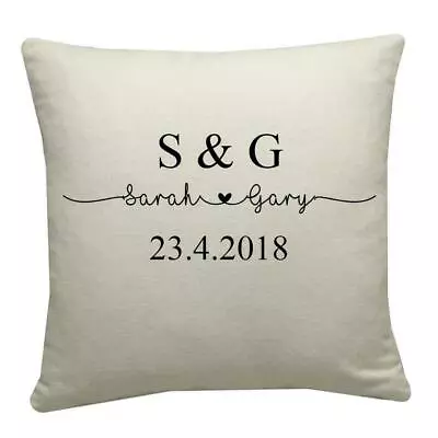 Personalised Couple Initial Cushion Valentines Gift Love Present Anniversary • £14.99