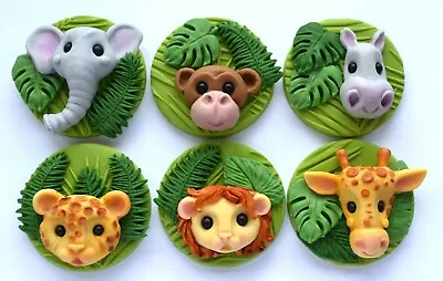 6 Jungle Plaques Edible Fondant Cupcake/cake Toppers Baby Shower / Birthday • £9.99