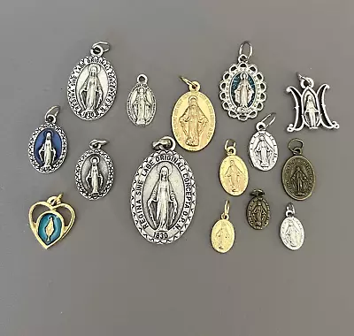 Lot 15 Miraculous Medal Holy Virgin Mary Catholic Charm ITALY Gold Silver Bronze • $18.99