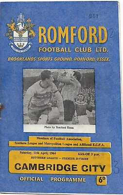 Romford V Cambridge City 1963-1964 Southern Premier League • £2.50