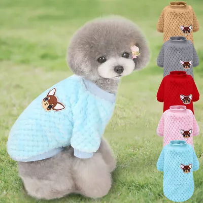 Dog Knitted Jumper Embroidery Chihuahua Clothes Pet Puppy Cat Sweater For Yorkie • £8.79