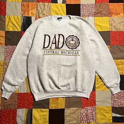 Vtg 90s Central Michigan Crewneck Sweatshirt 23x27 Extra Large XL Heather Gray • $15