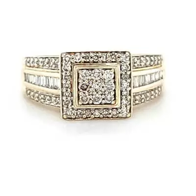 9ct YELLOW GOLD BRILLIANT & BAGUETTE CUT DIAMOND  RING  • $799