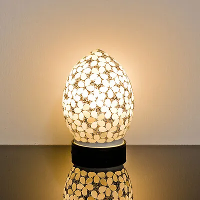 Opaque Flower Petal Small Mosaic Glass Egg Lamp - Mood Bedside Table Lamp • £24.99