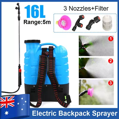 12V 16L Electric Weed Sprayer Rechargeable Backpack Farm Garden Pump Spray 5m • $75.90