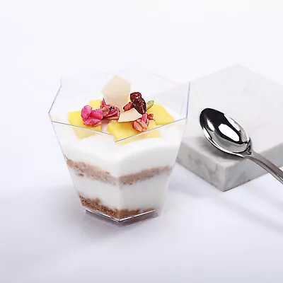 Hard Plastic 3-Ounce CLEAR DESSERT Mini CUPS Wedding Party Disposable SERVEWARE • $12.74